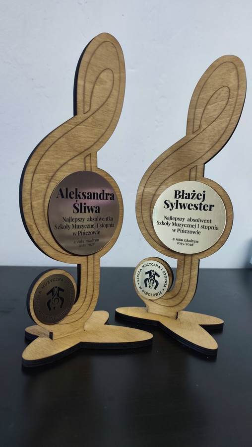 Statuetki w kształcie klucza wiolinowego dla Szkoły Muzycznej w Pińczowie